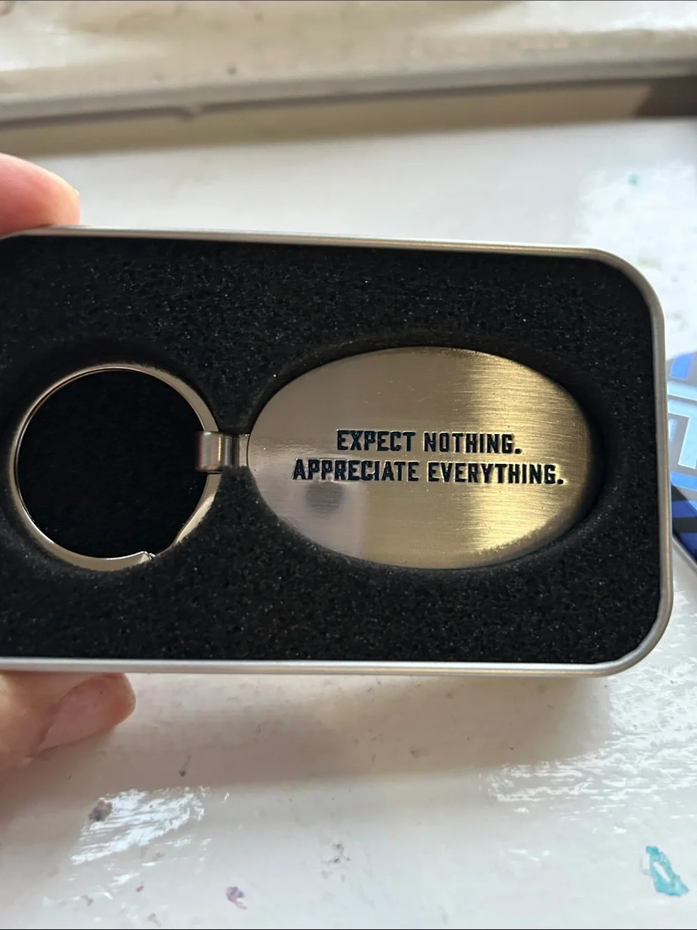 Congratulations Graduate Keychain - Blue Silver
